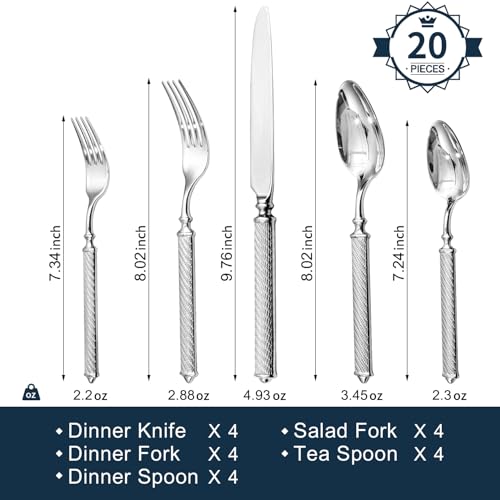 Silverware Set for 4 (20-Piece / Silver)