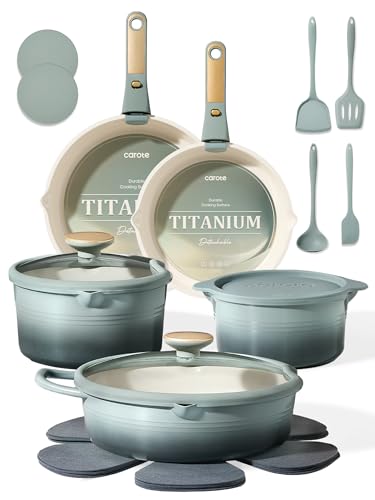 20pcs Titanium Cookware Set (Gradient Green)