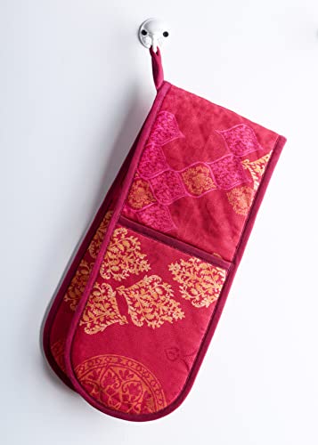 Double Oven Mitts 100% Cotton Double Oven Glove (045 - Versailles / 7" x 35" (Double Oven Mitt))