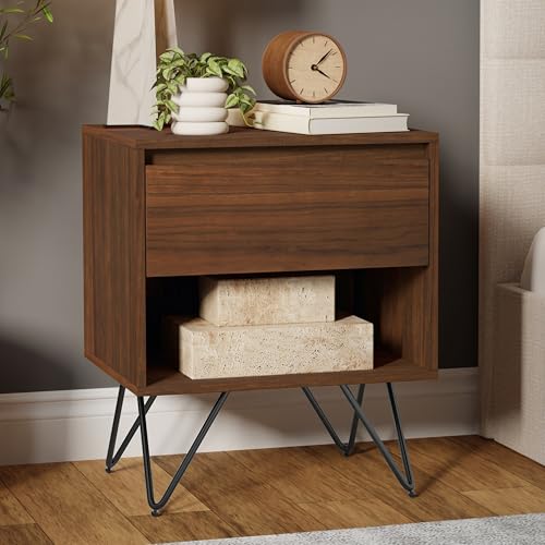 Hunter 20" Wide Bedside Table in Walnut Veneer (Walnut Veneer / 20 inch)