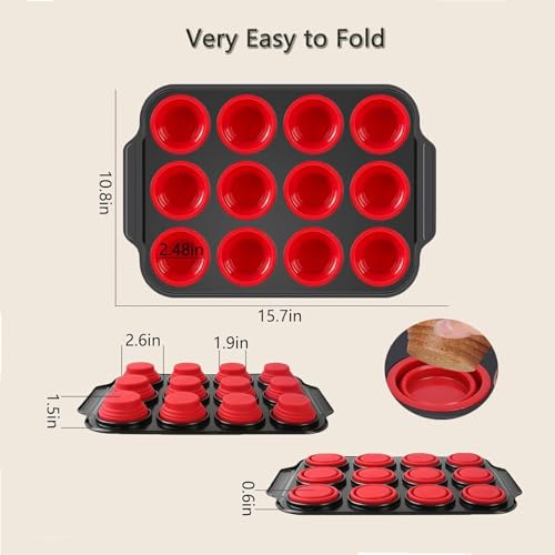 Silicone Muffin Pan (12 Cups Red)
