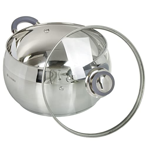 Modern 4 Quart Stainless Steel Stock Pot with Glass Lid (4 Qt)