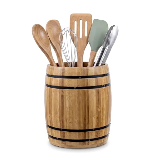 Wine Barrel Design Kitchen Utensil Crock