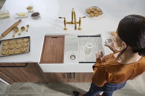 33 in White Fireclay Farmhouse Workstation Sink (33 Inch - Workstation - Single Bowl)