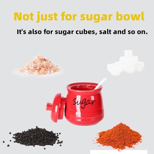 Ceramic Sugar Bowl with Lid and Spoon 12oz