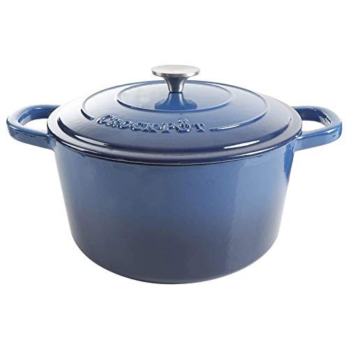 Artisan 7 Quart Round Enameled Cast Iron Dutch Oven (Sapphire Blue / 7-Quart)