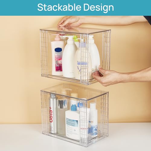 2 Pack Clear Stackable Storage Drawers (2Pack 9.7"H)