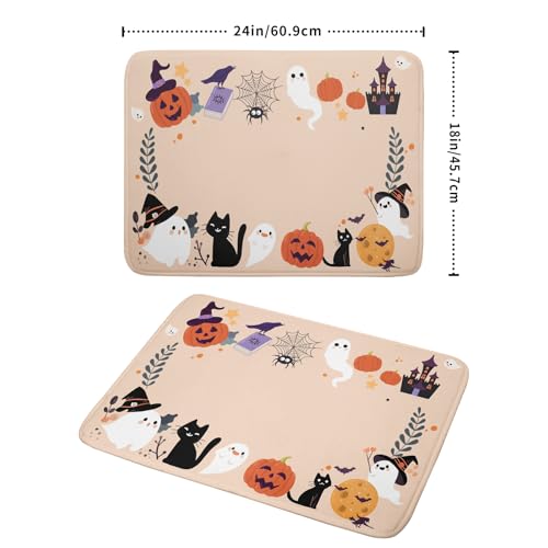 Fuuny Ghost Dish Drying Mats Holiday Decor Drying Pad Black Cat Drainer Rack Mats for Coffee Bar 18 X 24 Inch (Ghost 240820 / 24" x 18")