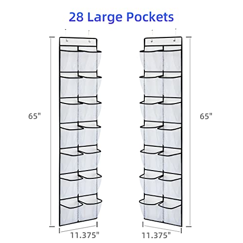 2 Pack White 14 Pockets Over the Door Shoe Organizer (White-2 Pack of 14)