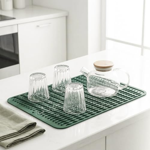 Silicone Dish Drying Mat (Green / 16"L x 12"W)