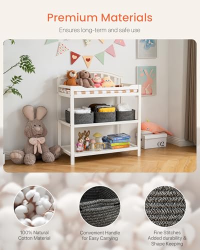 Small Woven Storage Basket for Organizing (Mixed Black / 13.5"L x 9.5"W x 5"H)