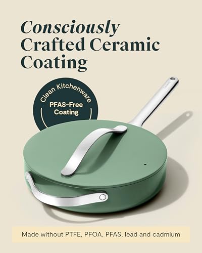Non Stick Ceramic Sauté Pan with Lid (Sage)