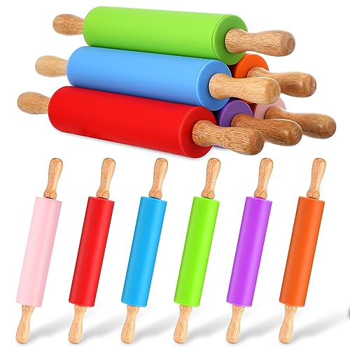 6 Pcs Small Rolling Pin Kids 12 Inch Mini Silicone Rolling Pin