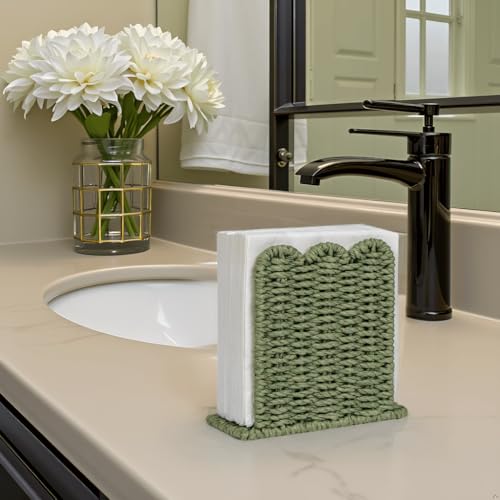 Scalloped Napkin Holder for Table Home Rustic Room Decor (Green / Standing Style1)