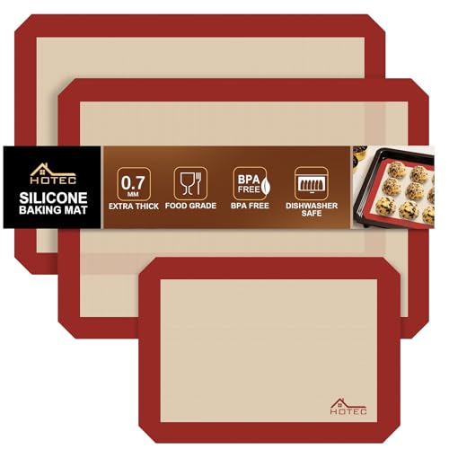 Silicone Baking Mats 3 Pack (3pcs: Red 0.7MM)