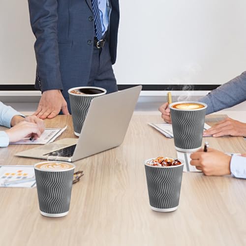 120 Pack 10 oz Coffee Cups Disposable Insulated Paper Cup Gray (Gray / 10 oz-120)