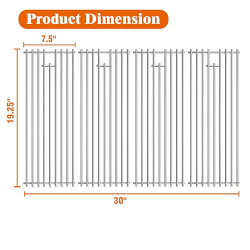 4 Pack Bull BBQ Grill Grate Replacement Parts for Bull 18248 LP (19.25"D x 30"W)
