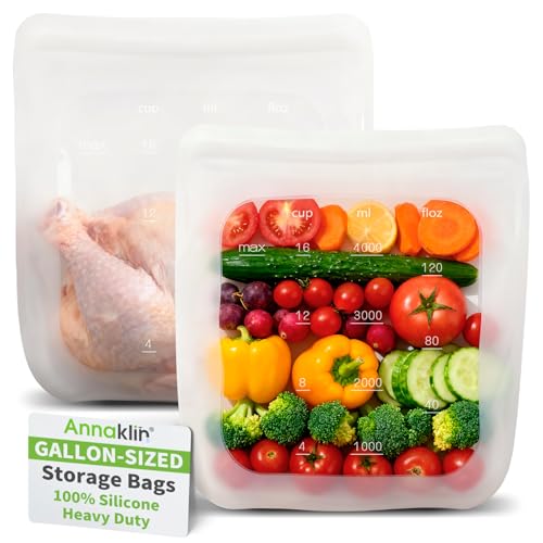 100% Silicone Gallon Storage Bags (Translucent | Gallon-Size | 2 Pack)