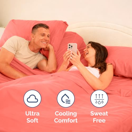 Flex Top Split Head King 4 Piece Sheet Set (28 - Coral / Split Head/Flex Top)