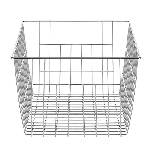 Farmhouse Wire Organizer Storage Bin Basket with Handles (Stainless Steel-6pack / 15.7"L x 9.5"W x 6.3"H)