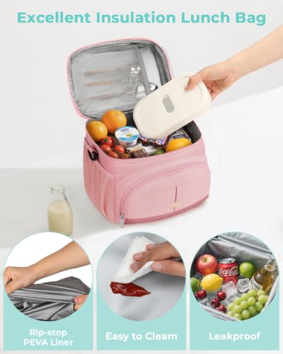 Lunch Box for Men Women Insulated Lunch Tote Cooler Bag Lunchbox (Pink / Medium)