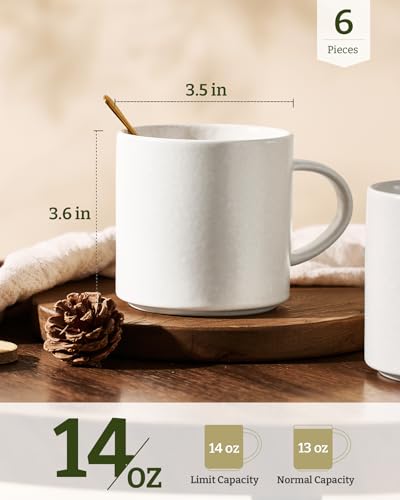 Coffee Mugs Set of 6 (Matte Beige White / 6pcs)