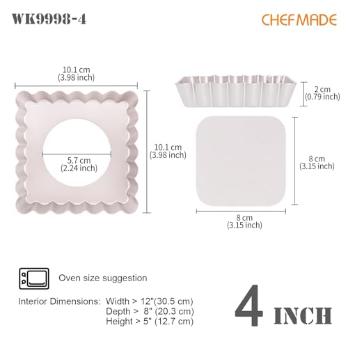 Mini Square Tart Pan Set (4" Square 4Pcs)