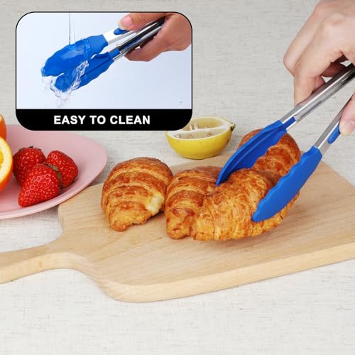 Small Silicone Kitchen Tongs 7 (Red,Blue,Green)