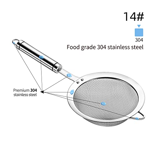 304 Stainless Steel Fine Mesh Strainers for Kitchen (5.51 inch Medium)