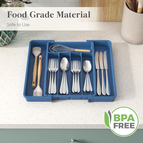 Expandable Silverware Drawer Organizer (Atlantic Blue / Medium Wide(8.5-14''W x 12''D))