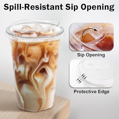 50 Pack 20 oz Clear Plastic Cups with Sip Lids (20oz 50Pack)