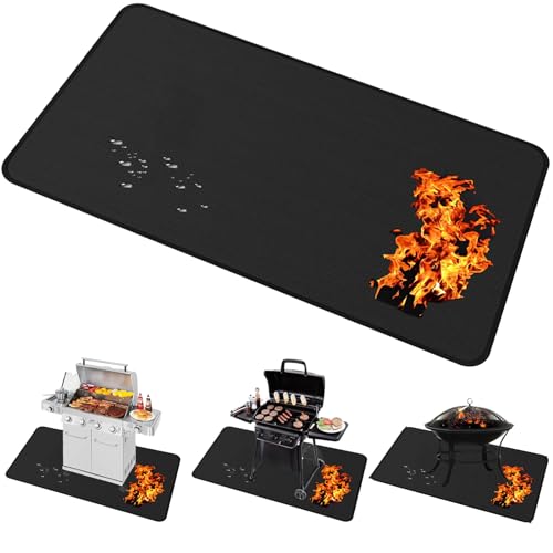 Large 65x40 inch under Grill Mats for Outdoor Grill (40x65 inch double side fireproof)