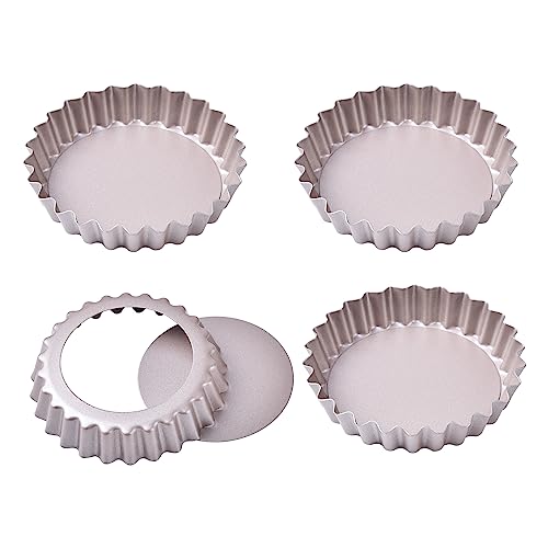 Mini Tart Pan Set (4" Round Mini 4Pcs (Champagne Gold))