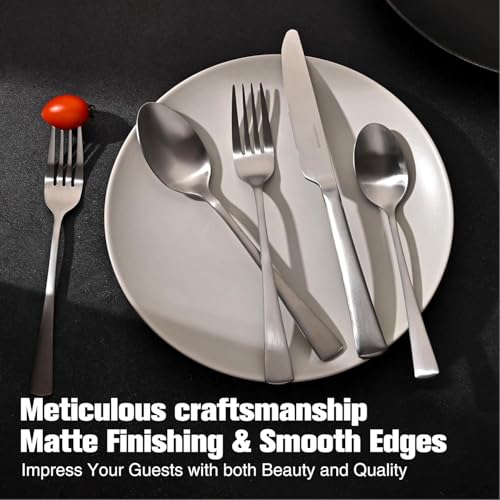 18 10 Flatware set for 12 (Matte Silver / 60-Piece)