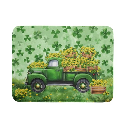 Holiday Dish Drying Mat for Kitchen Counter（Green Lucky Truck） (Green Lucky Truck / 24" x 18")