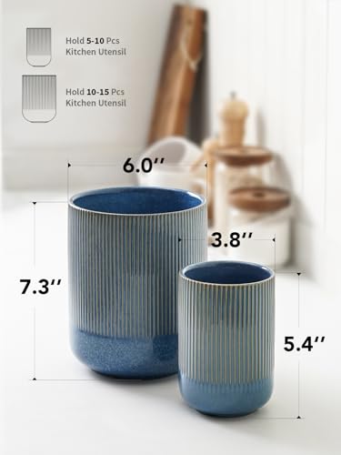 Utensil Holder for Kitchen Counter (Blue Marble)