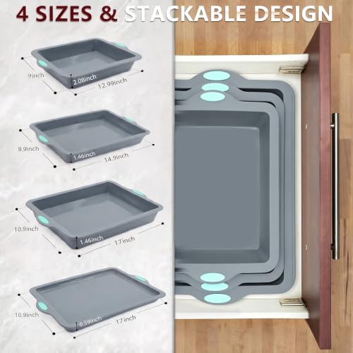 Silicone Baking Pans Set (4-Piece Baking Pans Set / Light Grey)