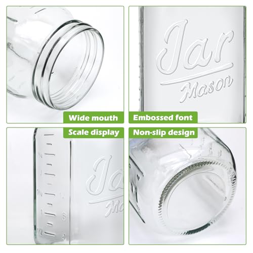 Wide Mouth Mason Jars 32 oz 12 Pack (32oz - Jar Split)
