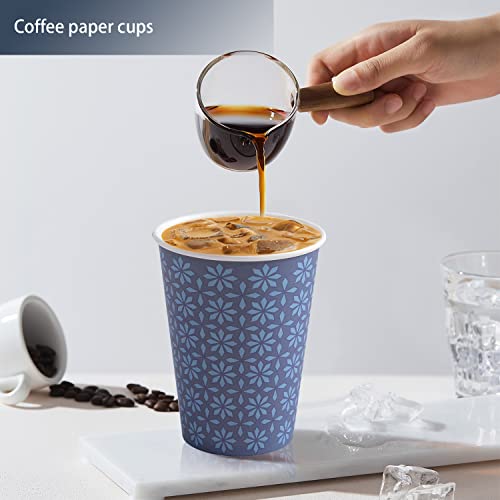 210 Pack Paper Cups 16 oz Bulk Disposable Coffee Cups Navy Floral (Navy / 16 oz-210)
