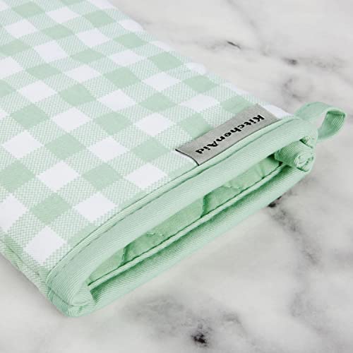 Gingham Oven Mitt 2 (Pistachio / 7"x13")
