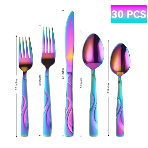 30 Piece Rainbow Silverware Set for 6 (Rainbow / 30-Piece)