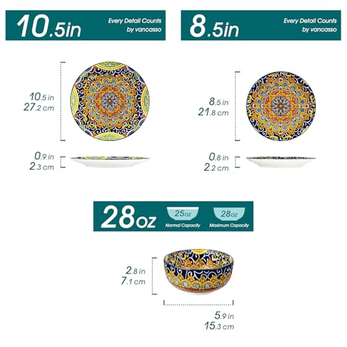12 Pieces Dinnerware Sets (Service for 4 (12 Pcs) / Bohemian Dark Green)