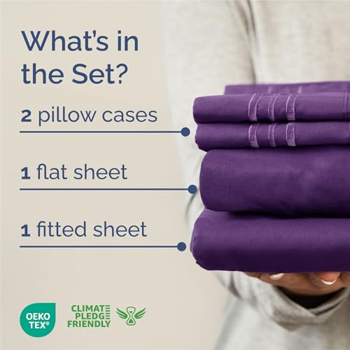 King Size 4 Piece Sheet Set (36 - Purple / King)