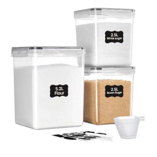 3 PCS Flour and Sugar Storage Container Sets for Beginner Bakers (3 Pack)