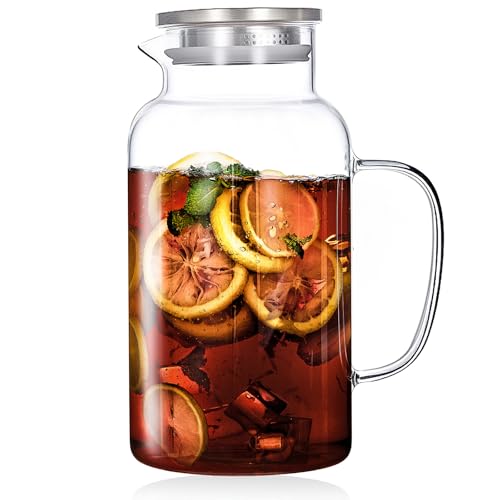 1 Gallon 3.8L Glass Pitcher with Lid and Spout (128 Ounces)