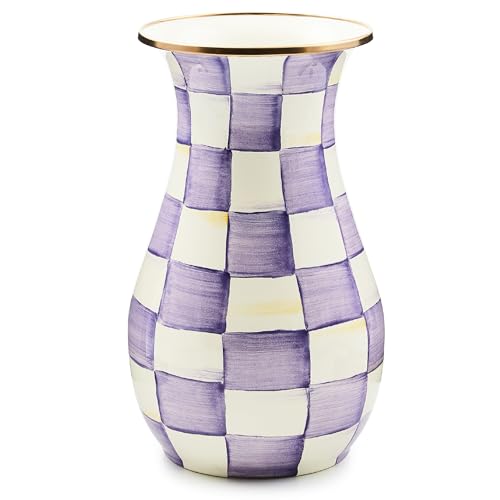 Enamel Tall Vase (Violet Check)
