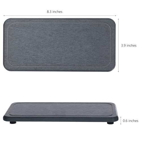 2Pcs Water Absorbent Diatomite Coasters Bathroom Sink Stone Trays (Dark Gray / 8.3" x 3.9")