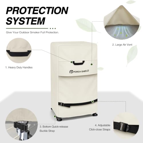 30 inch Outdoor Smoker Cover 20W x 18D x 33H inch (20"W x 18"D x 33"H / Beige)