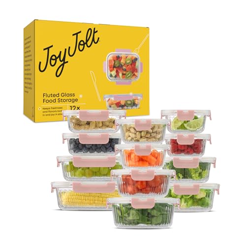 24pc Borosilicate Glass Storage Containers with Lids (Pink)