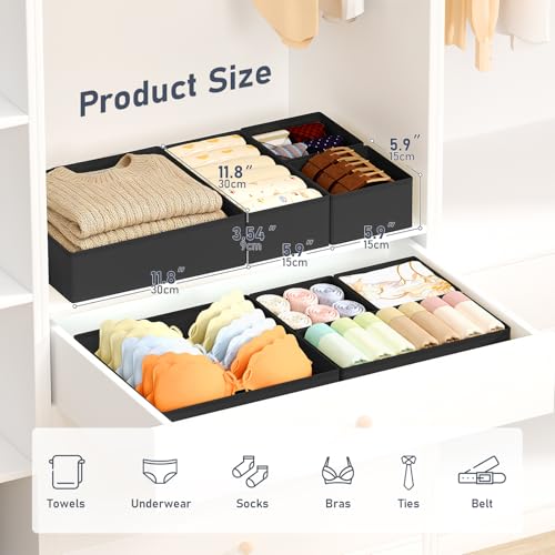 Drawer Organizer Clothes (Black / 26 Pack)
